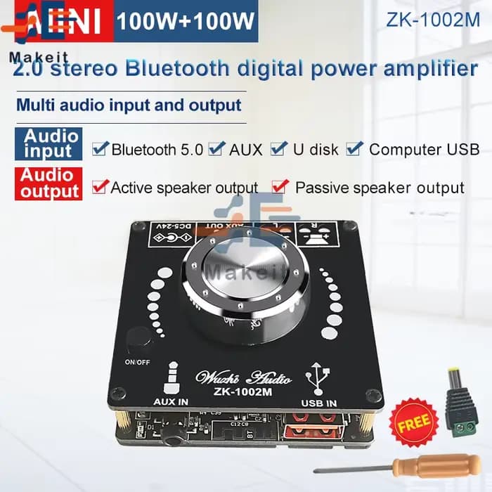 1002M 100W + 100W Bluetooth 5.0 Puissance Audio Amplificateur Conseil Pour HautréusStéréo Médailles Amplificador Home