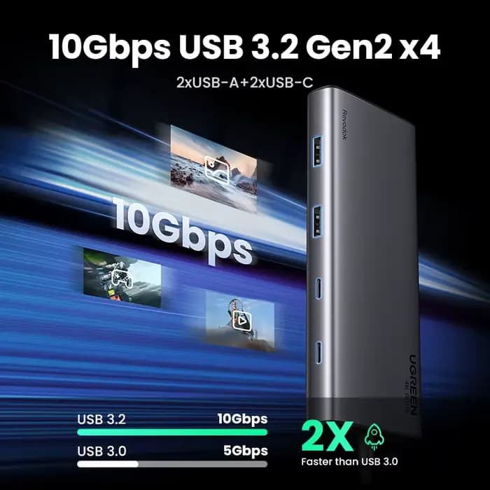 Adaptateur 8-en-1 triple affichage USB C HUB