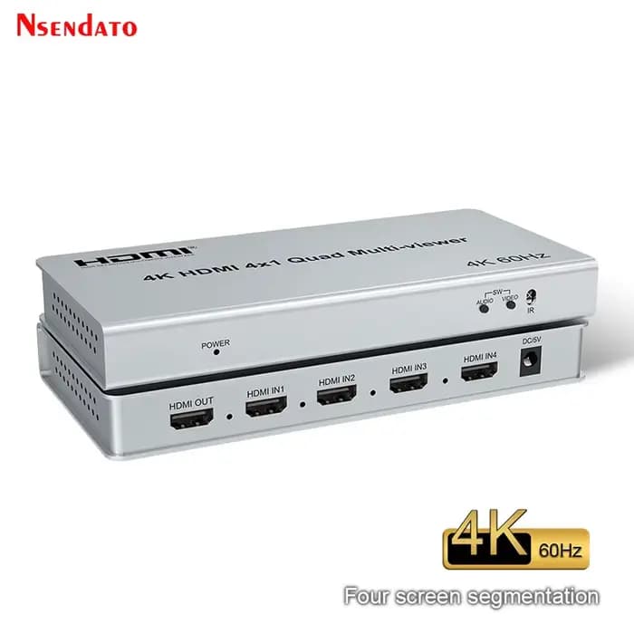 Commutateur HDMI 4x1 Quad Multi-Visualiseur 4K 60Hz, 4 entrées 1 sortie, Multiviewer HDMI sans coupu