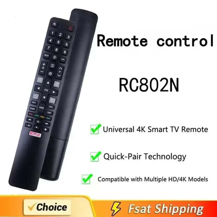 Remplacement universel pour télécommande TV TCL RC802N