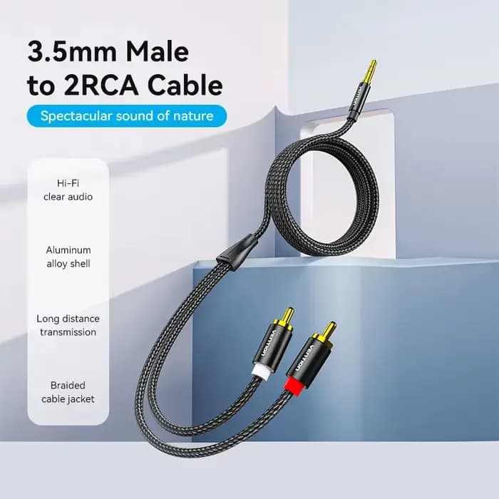 Vention câble RCA 3.5mm à 2RCA séparateur RCA Jack 3.5