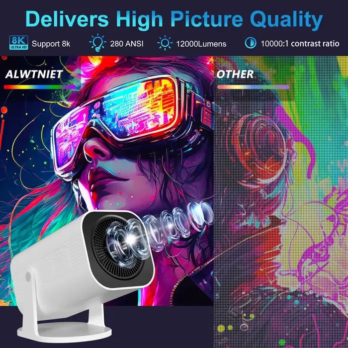 Projecteur Salange Android 14 P330W HD 1080P compatible 4K Allwinner H723 BT5.3 Smart TV Micro Portable Wifi6 Home Cinéma