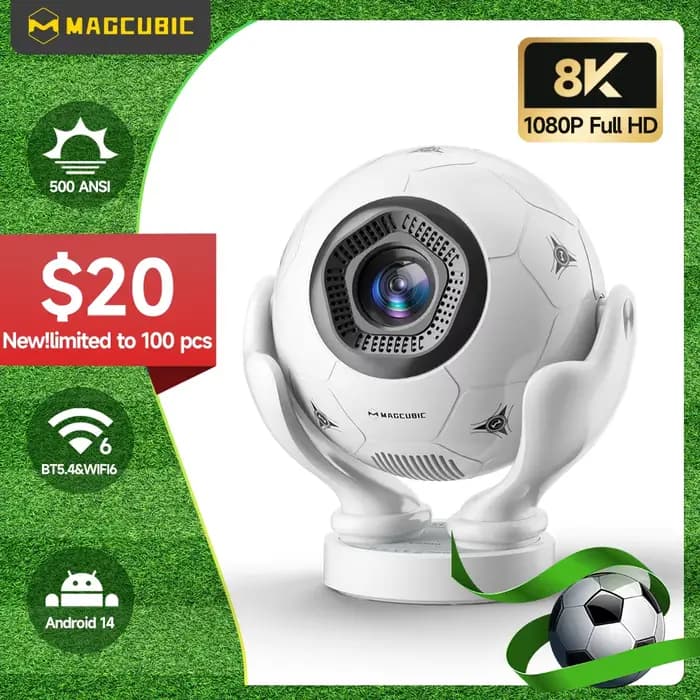 Projecteur Magcubic HY320F 500 Ansi Android 14 8K Wifi6 BT5.4 avec commande vocale