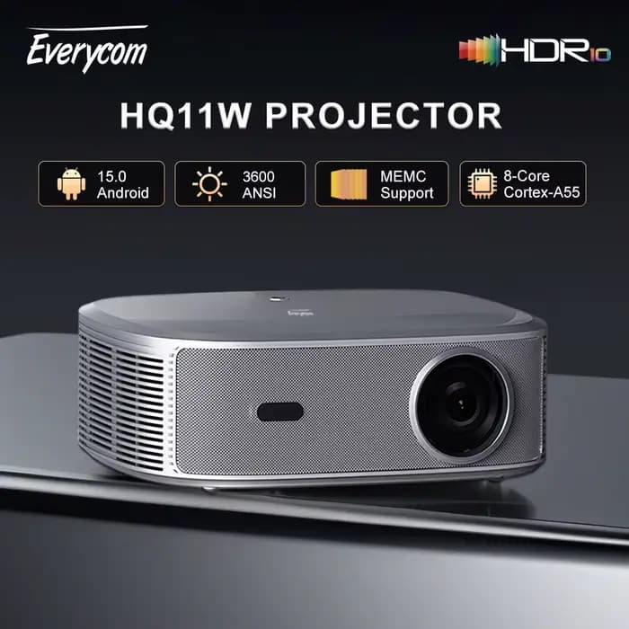 Everycom HQ11W 3600 ANSI 4K projecteur Full HD Android 15 3G 64G Home cinéma WiFi6 Smart TV films projecteurs de jeu