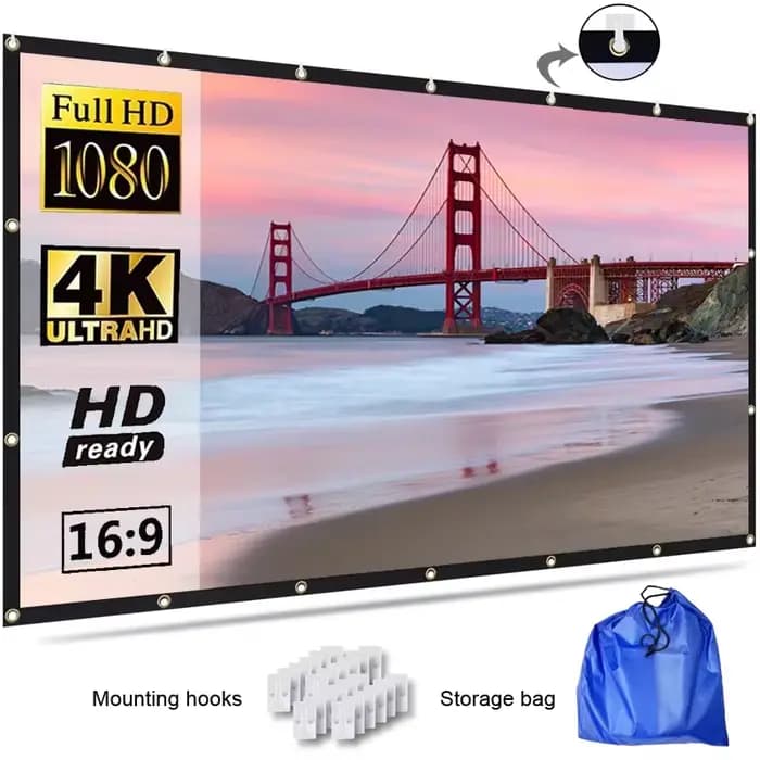 Écran portable Yovanxer pour projecteur 84" 100" 150" 16:9 en polyester, rideau de cinéma extérieur