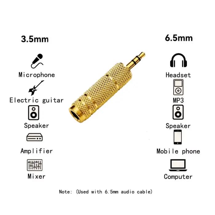 Adaptateur audio 6, 5 mm mâle vers 3