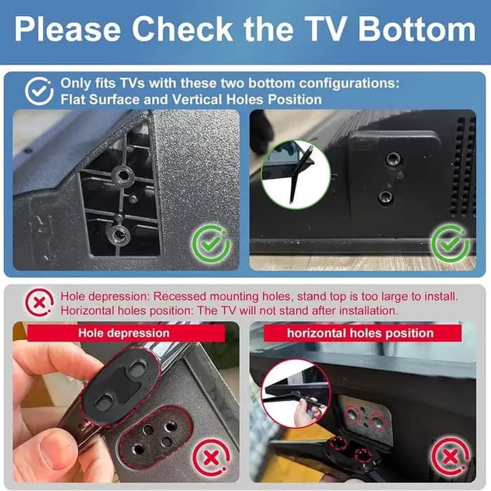 Support TV antidérapant de remplacement avec vis