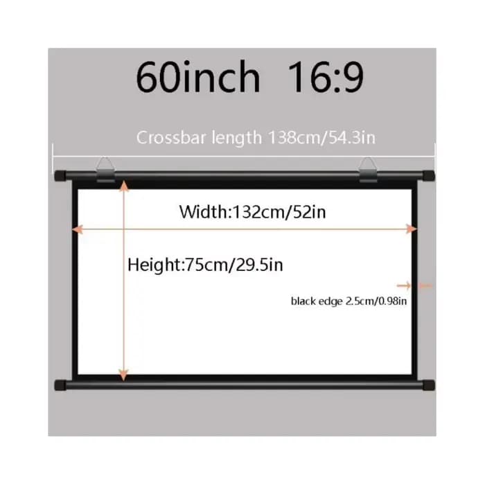 Écran monté sur projecteur blanc lavable anti-rides pliable 16:9 de 60 pouces pour une utilisation intérieure et