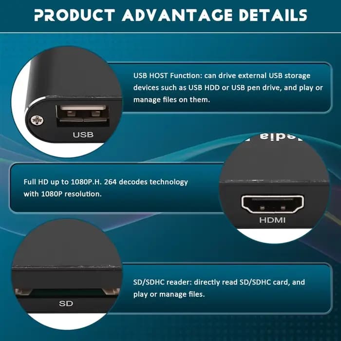 CABE-3X MKV H.264 lecteur multimédia HDD Full HD 1080P lecteur multimédia USB avec boîtier TV multim