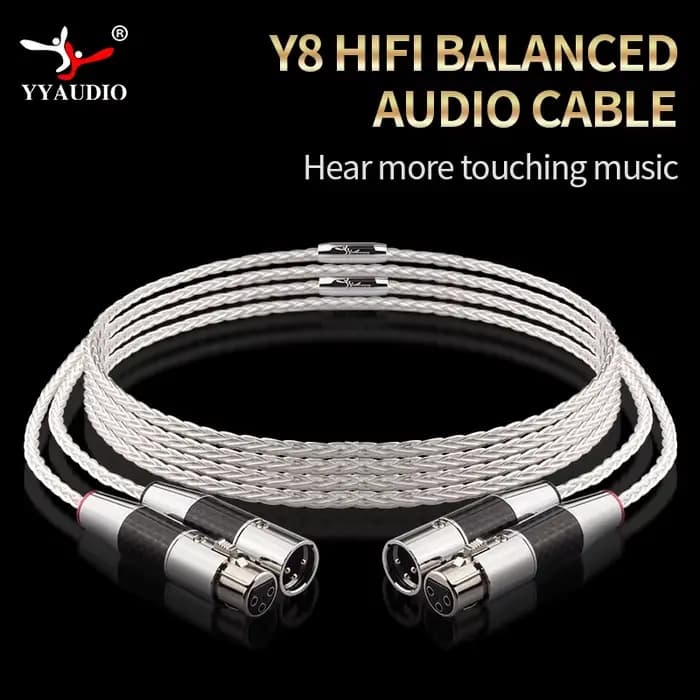 YYAUDIO 1 paire de câbles audio HIFI XLR en fibre de carbone plaquée argent 7N OCC pur