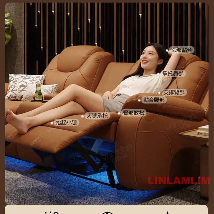 Fauteuils de cinéma maison électriques avec porte-gobelets et console d'accoudoir