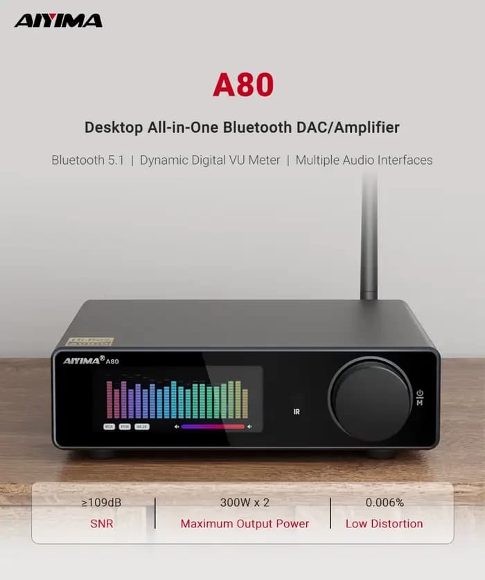 AIYIMA A80 amplificateur de puissance amélioré TPA3255 DAC Bluetooth PFFB stéréo 300Wx2