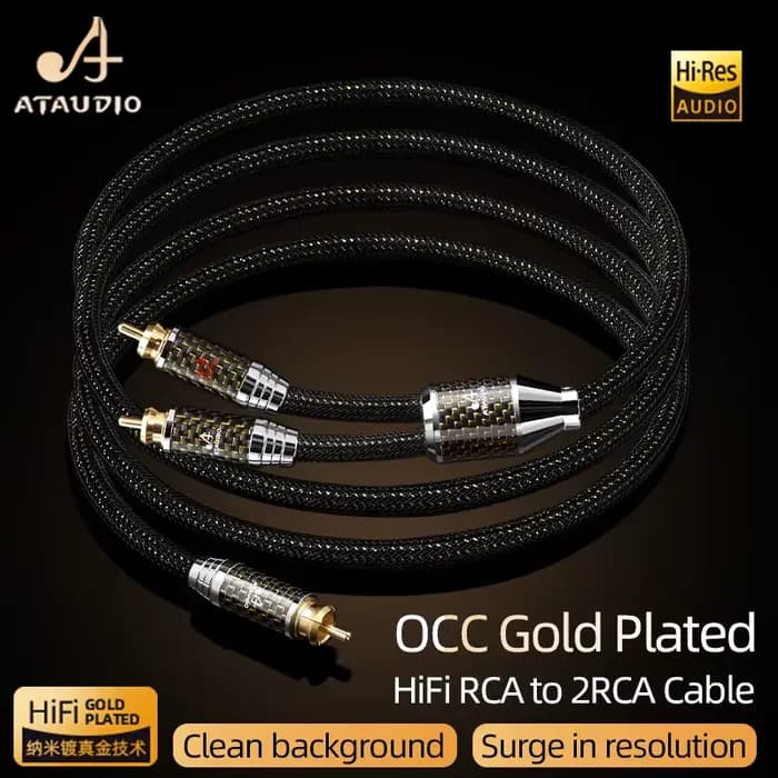 ATAUDIO-Câble audio HiFi RCA vers 2RCA, haute qualité, OCC, plaqué or, RCA mâle vers 2RCA mâle, Jack