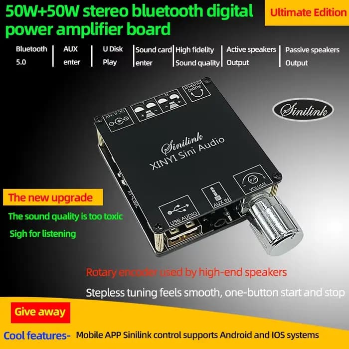 Audio TPA3116 numérique Bluetooth 5.0 amplificateur de puissance sans fil carte stéréo 50Wx2