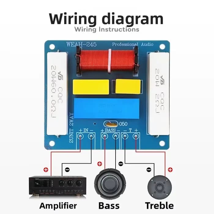 Crossover audio professionnel 2 voies 1 haut 1 bas 400W de qualité Hi-Fi pour accessoires de haut-pa