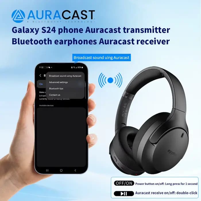 Émetteur Bluetooth LE Audio et système de casque TV, émetteur-récepteur Aptx sans perte/Auracast pour regarder, jouer et écouter de la musique