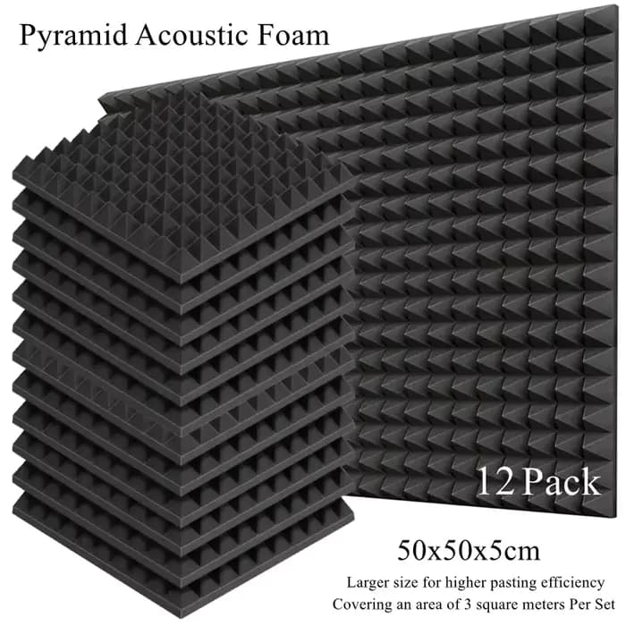 12 paquets 50x50x5cm Studio pyramide mousse acoustique insonorisée