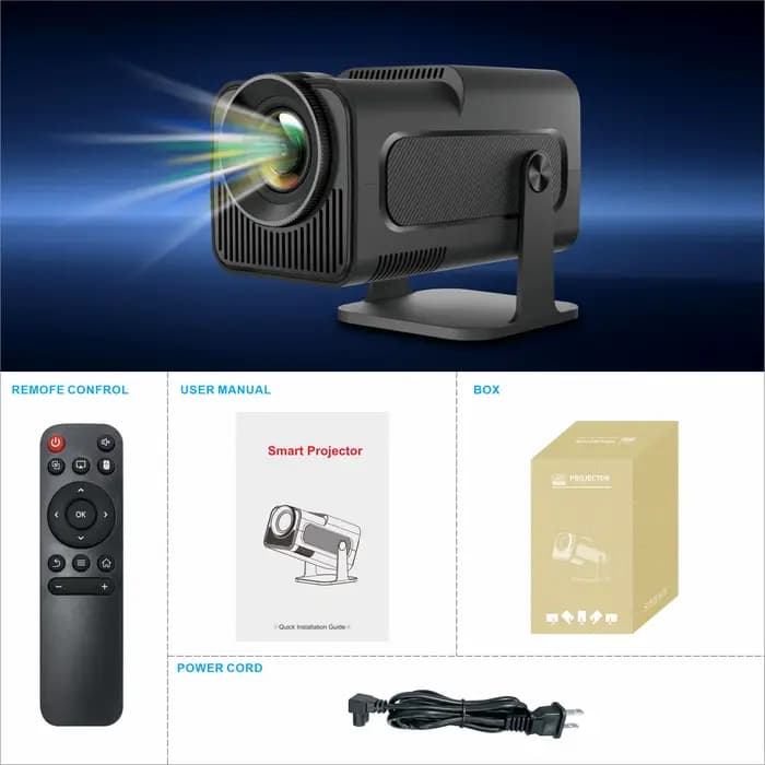 Projecteur Android 11 4K 2026, résolution native 1080P, 390 ANSI, HY320, double Wifi6, BT5.0, 1920*1
