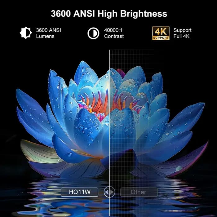 Everycom HQ11W 3600 ANSI 4K projecteur Full HD Android 15 3G 64G Home cinéma WiFi6 Smart TV films projecteurs de jeu