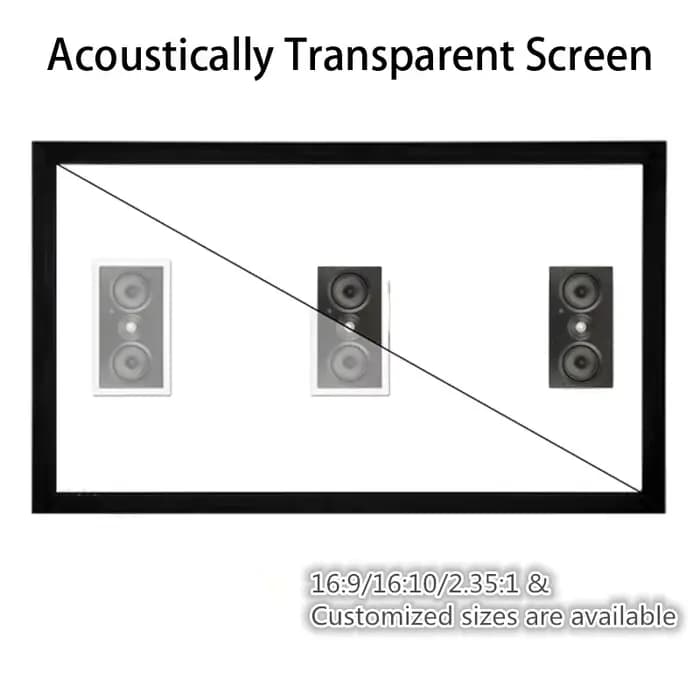 F1HWAW – écran de Projection 4K tissé acoustique Transparent, cadre fixe, pour home cinema 16:9 HDTV