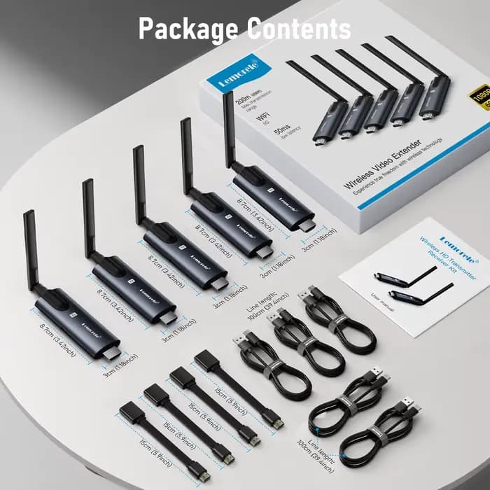 Lemorele Émetteur et Récepteur HDMI Sans Fil 200m avec Moniteur APP