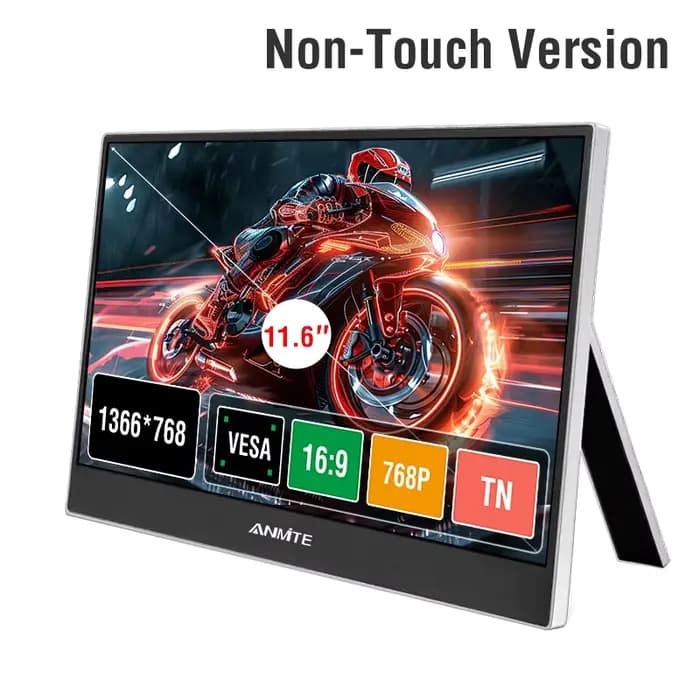 Moniteur tactile portable de 11.6 pouces, sans fonction tactile, 16:10, 400cd/m2, écran d'extension