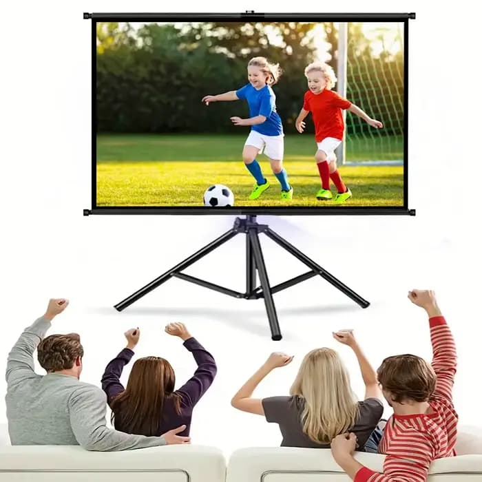 Écran de projection avec support simple - 4K HD 16:9 pour intérieur/extérieur