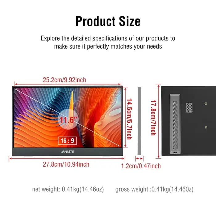 Moniteur tactile portable de 11.6 pouces