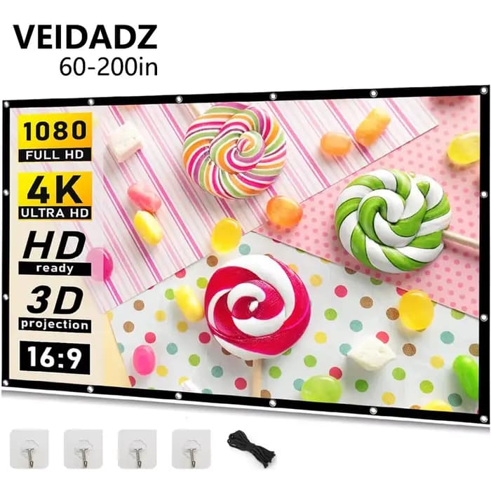 Écran de projecteur VEIDADZ blanc moins de plis 60-200 pouces