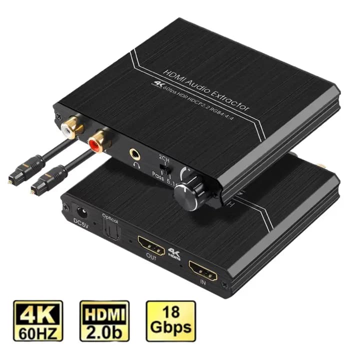 Extracteur Audio HDMI 2.0 optique TOSLINK SPDIF 5.1CH R/L bouton de contrôle du Volume de sortie 4K 60Hz HDR