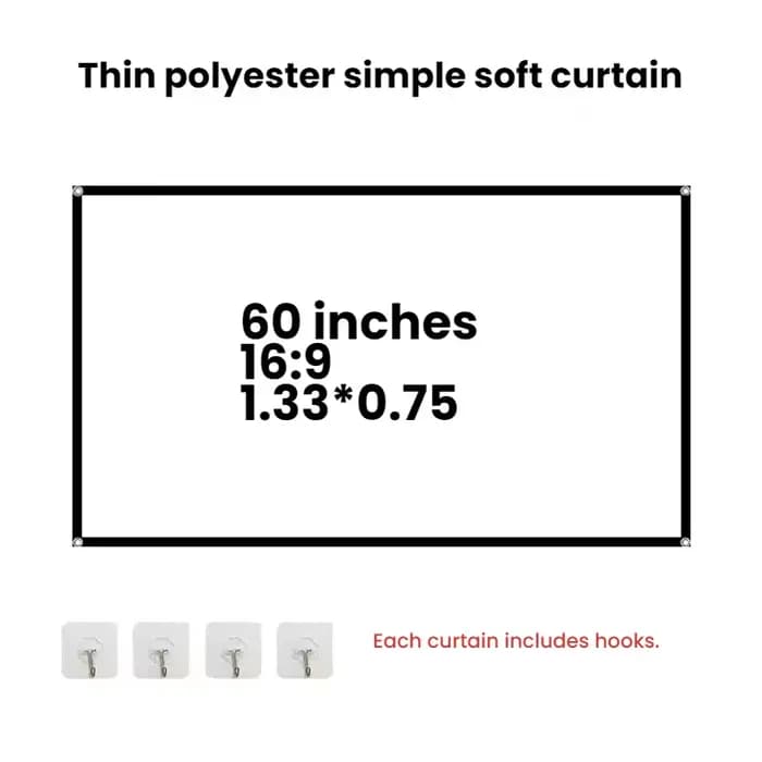 Écran de projection portable 16:9 sans plis, léger, pour intérieur et extérieur, projection avant et