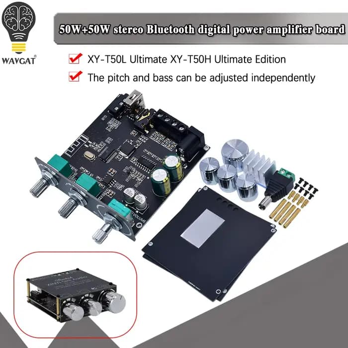 T50H TPA3116D2 2*50W Bluetooth 5.0 carte amplificateur de caisson de basses 2.0 canaux haute puissance Audio stéréo AUX