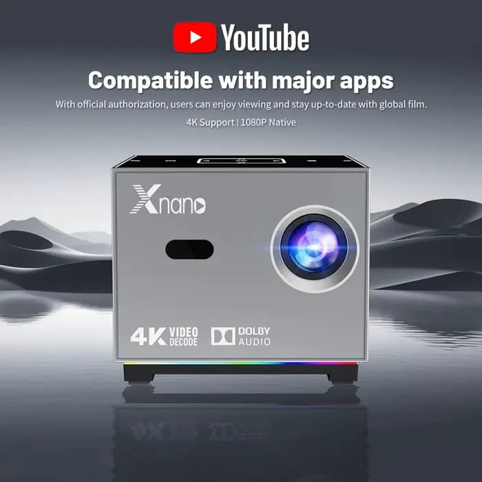 Xnano X3 Smart Projector 720P Native 4K Decode Android 11 Electric Focus 190ANSI Dual WiFi BT5.0 RGB Light Sync Home Theater Beamer