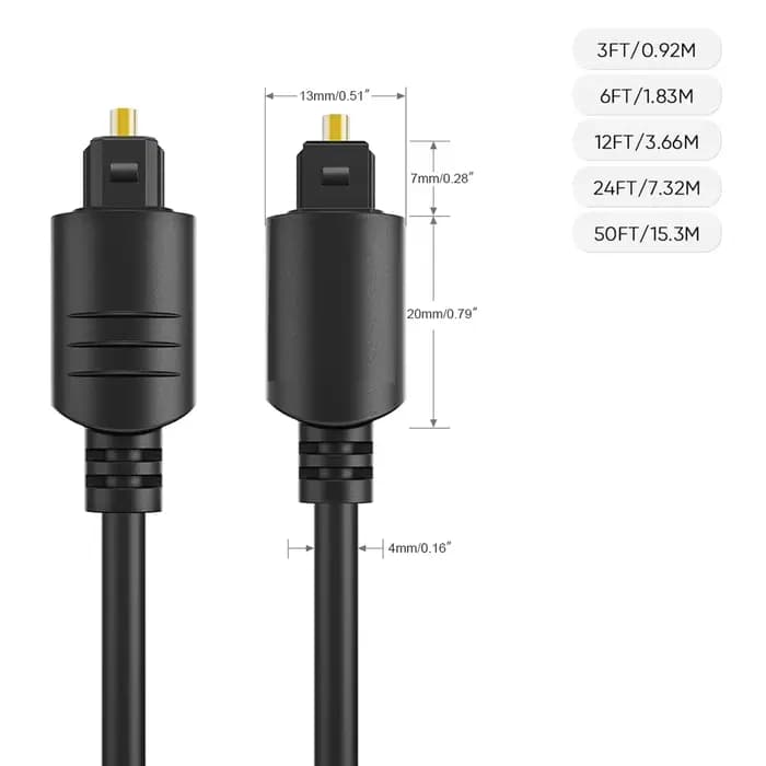 Câble audio optique, fibre optique pour barres de son