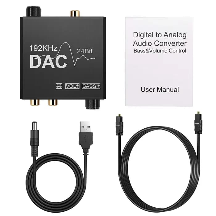 Convertisseur Audio numérique vers analogique 192KHz, avec réglage des basses, contrôle du Volume DA
