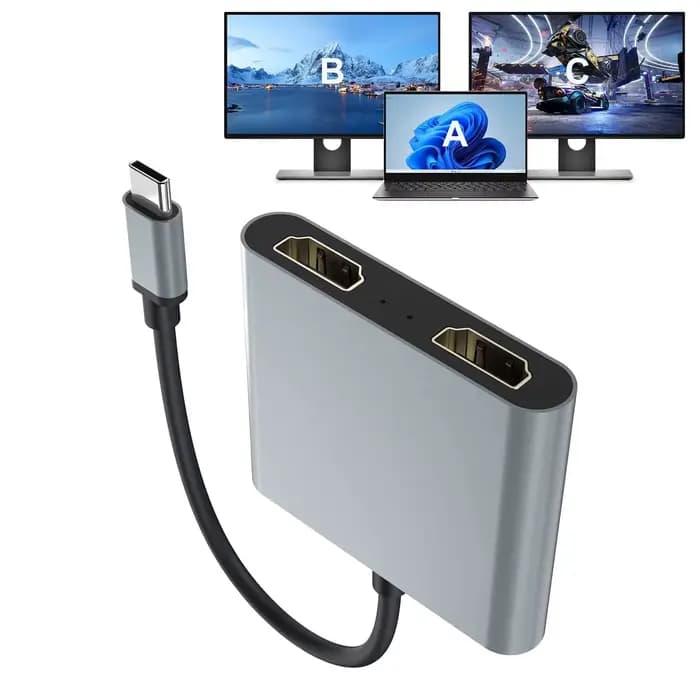 Adaptateur d'affichage USB C Thunderbolt3 vers double HD 4K