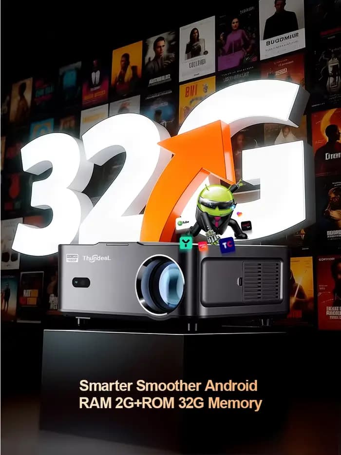 Vidéoprojecteur ThundeaL TD98Mini 2K 4K Android WiFi Portable TD98 Mini 32G pour Cinéma Maison et Extérieur Smart TV Beamer PK DLP