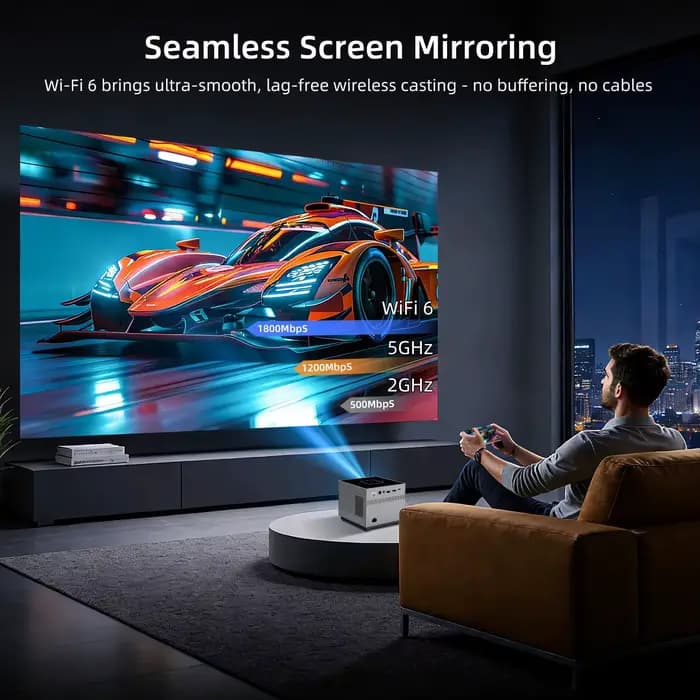 Xnano Portable Smart Projector Native 720P Support 8K Android9.0 190ANSI ARGB Lumière Double WiFi Projecteur de cinéma à domicile