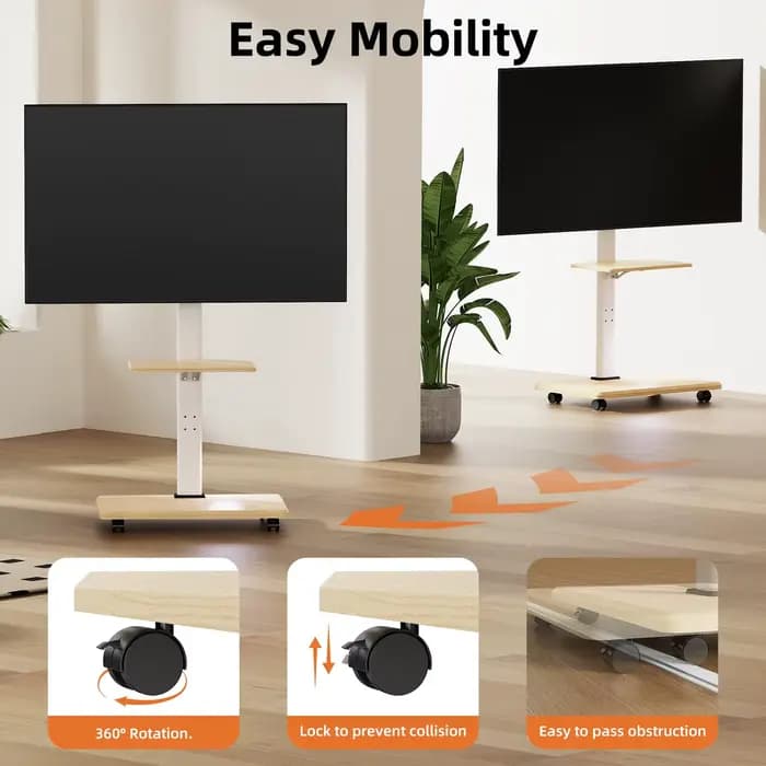 Meuble TV mobile robuste pour téléviseurs de 26 à 75 pouces – Chariot roulant avec roulettes de verrouillage