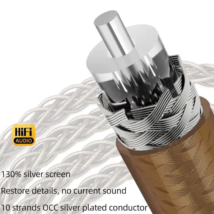 Câble audio ATAUDIO 2RCA avec fil de terre 7N OCC plaqué argent