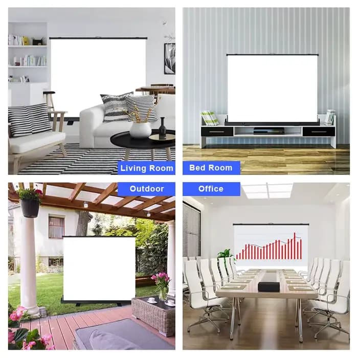 Écran de projection portable rétractable 60-120 pouces avec support