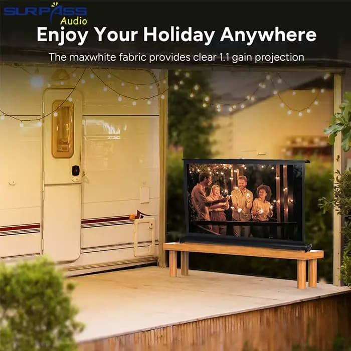 Écran de projection portable 40 pouces HD 16:9 avec support pliable pour camping