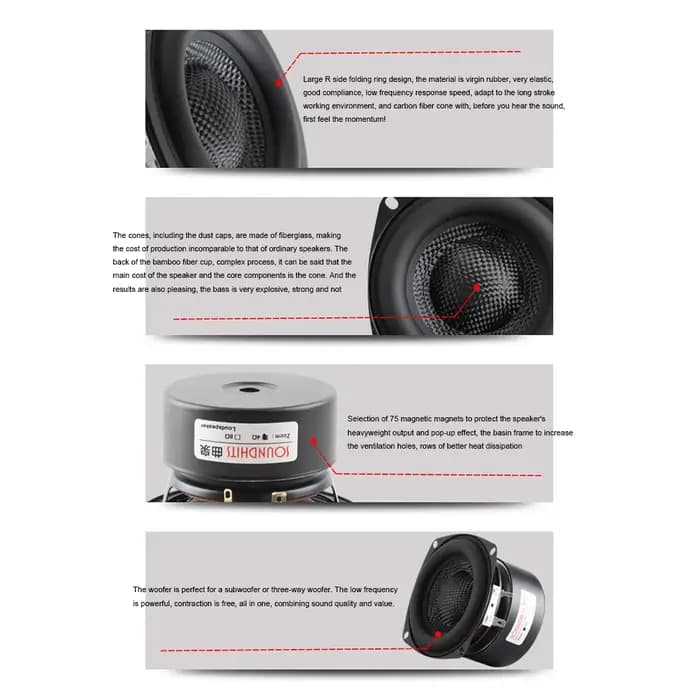 Lyele Audio caisson de basses 3.5 pouces 35W haut-parleur HiFi unité de basse 4/8 Ohm