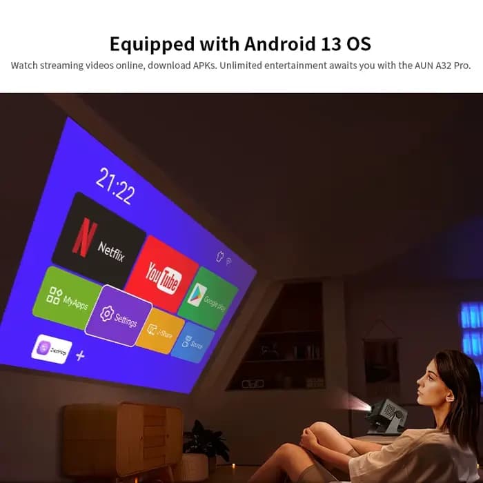 AUN A32 Pro Android 13 projecteur Portable cinéma Home