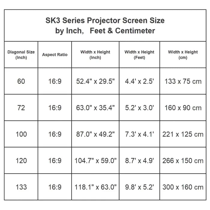 Écran de projecteur Portable 60 72 100 120 133 pouces