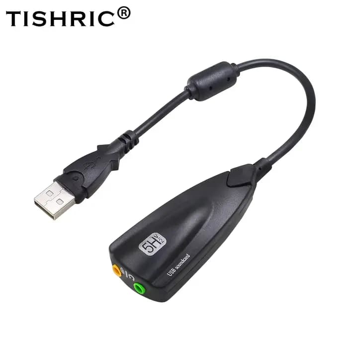 TISHRIC Promotion 5HV2 carte son usb externe 7.1 avec adaptateur d'interface audio 3.5mm pour haut-parleurs de casque ordinateur portable PC