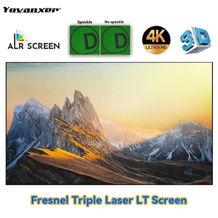 Écran de projection longue portée Fresnel Pro dédié au triple laser 120" Max pour projecteur laser t