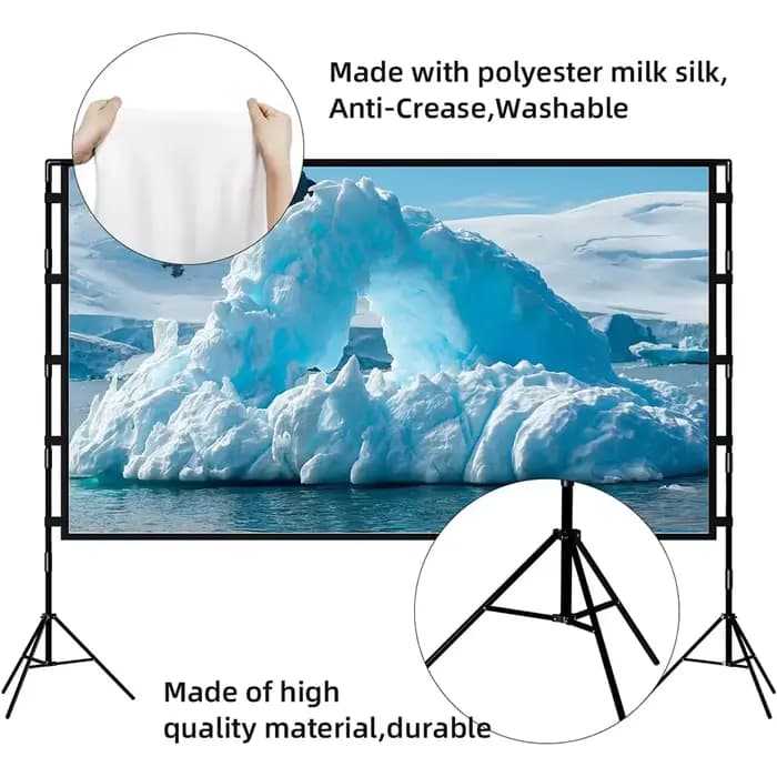 VEIDADZ écran de projecteur avec support blanc doux moins de plis 60 84 100 120 pouces avec sac de transport pliable