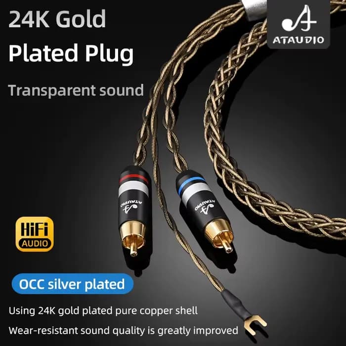 Câble audio ATAUDIO 2RCA avec fil de terre 7N OCC plaqué argent