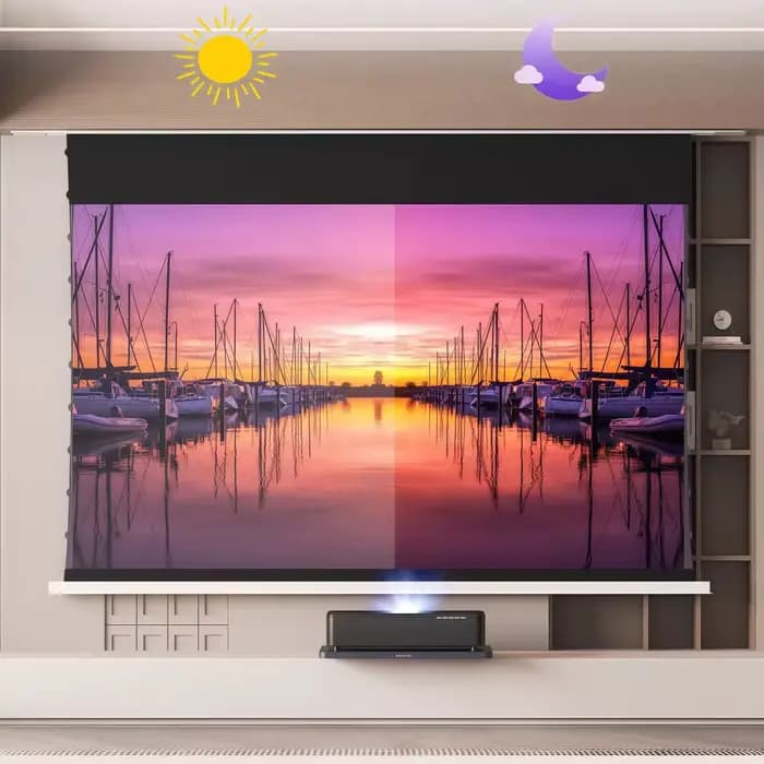 Mivision 92-150 pouces 4K écran à languette motorisé caché au plafond à jet ultra court